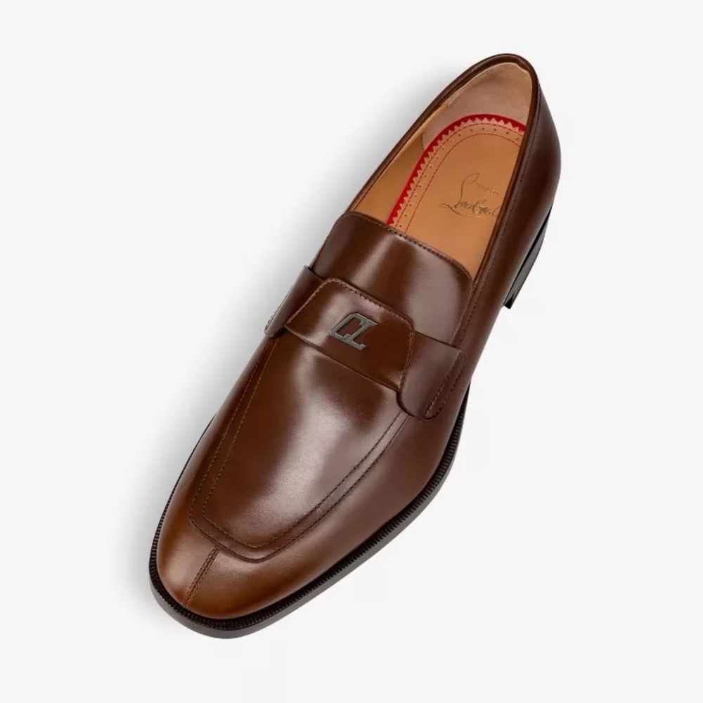 New Size 43 Christian Louboutin Varsimoc monogram-plaque leather loafers brown - Picture 2 of 10